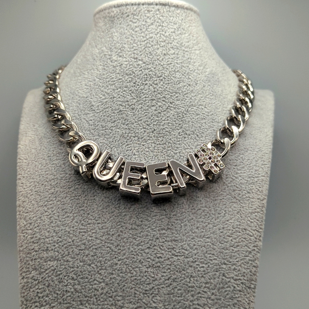Silver QUEEN# Cuban Necklace